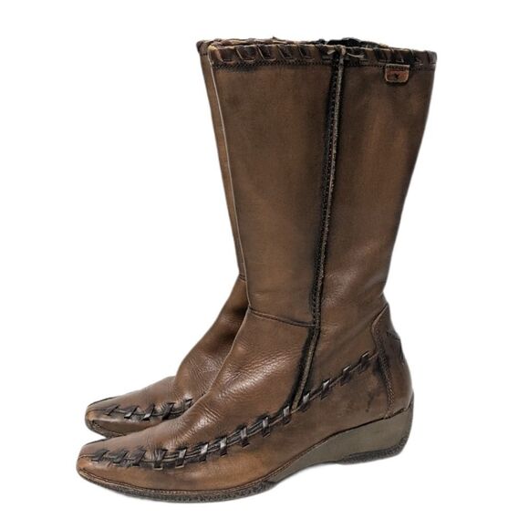 PIKILONOS Distressed Whip Stitch Leather Boots 37 - Picture 3 of 11